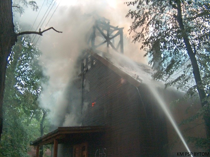 Zdjęcia z akcji gaśniczej płonącego kościoła ewangelickiego w Bytomiu