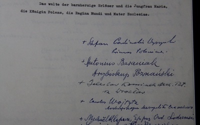 Ostatnia karta orędzia z podpisami polskich biskupów