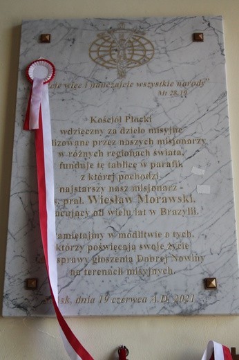 Sońsk. Tablica wdzięczności misjonarzom