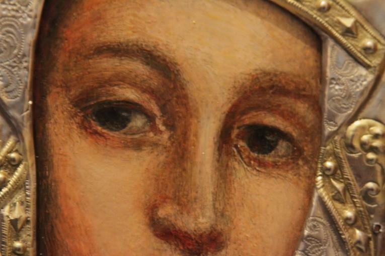 Obraz Matki Bożej z Równego, czczony w Mokowie k. Dobrzynia n. Wisłą (detal).